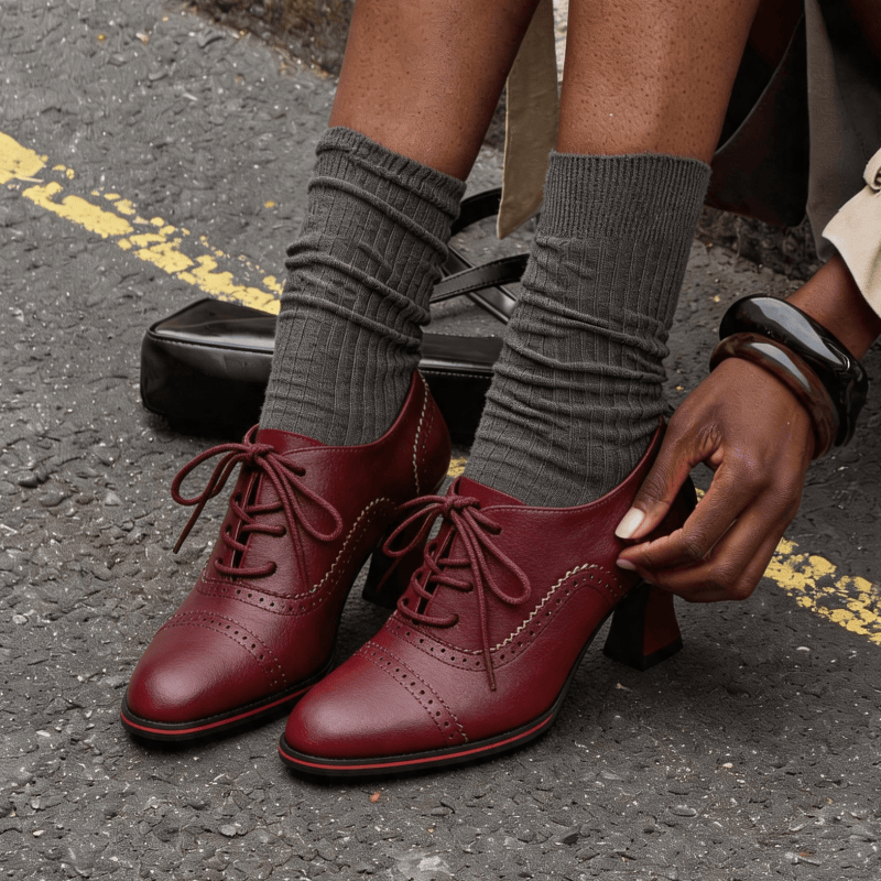 Oxford Lace Up Women - أحذية أكسفورد نسائية من الجلد الصناعي