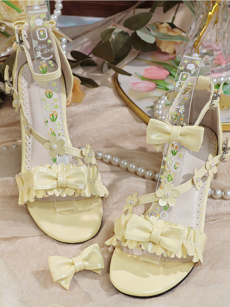 Women'S Shoes Clogs - صنادل لوليتا يابانية أصلية مزينة بالزهور