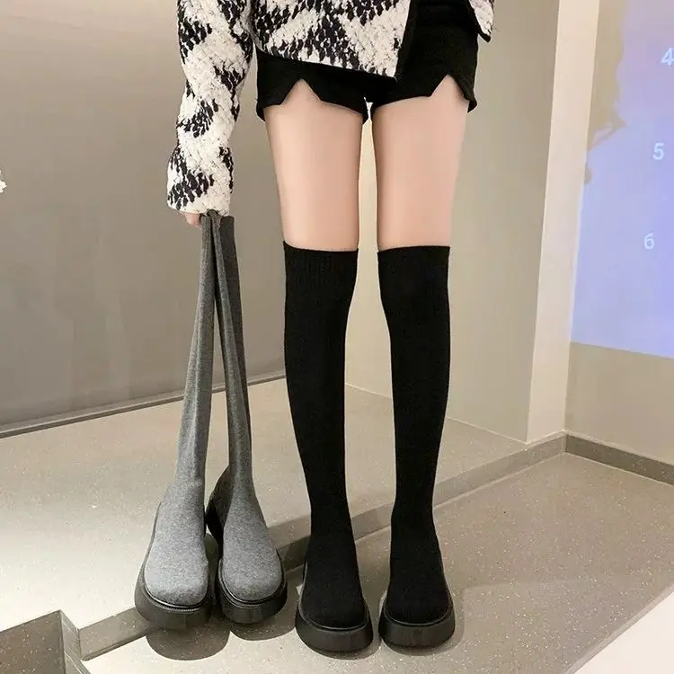 أحذية نسائية طويلة تصل إلى الر - مراجعة Sock Boot Women وسعره