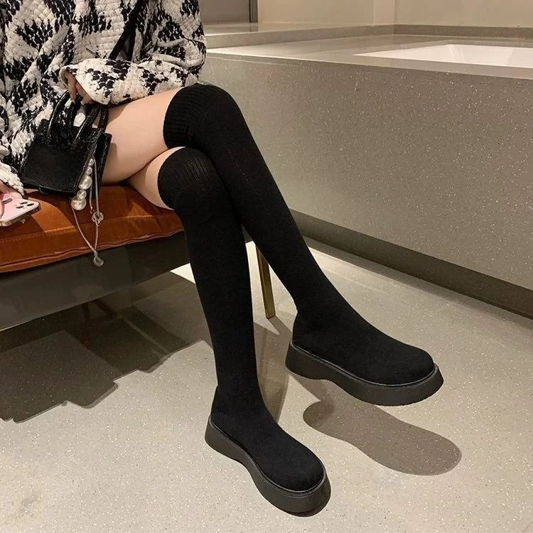 أحذية نسائية طويلة تصل إلى الر - مراجعة Sock Boot Women وسعره